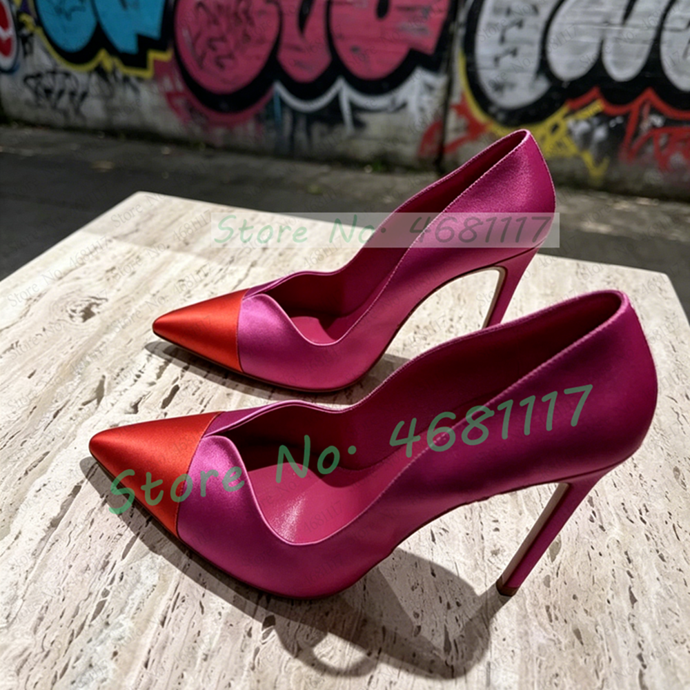 Rose Red Satin Pumps With Red  - Slip Dress Satin 评论和价格
