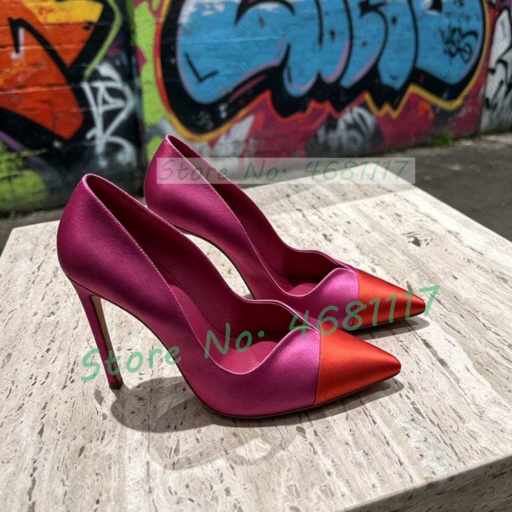 Rose Red Satin Pumps With Red  - Slip Dress Satin 评论和价格