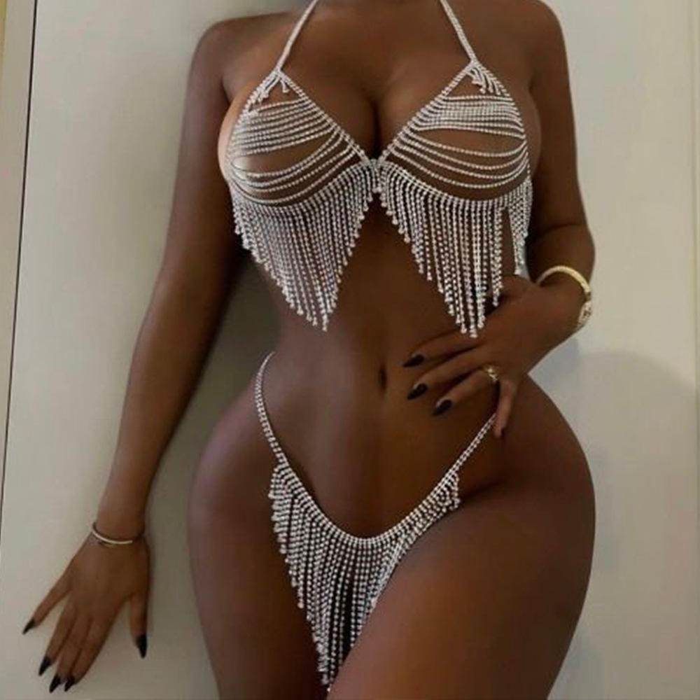 Stonefans New Tassel Crystal B - Thong Bikini Women 评论和价格
