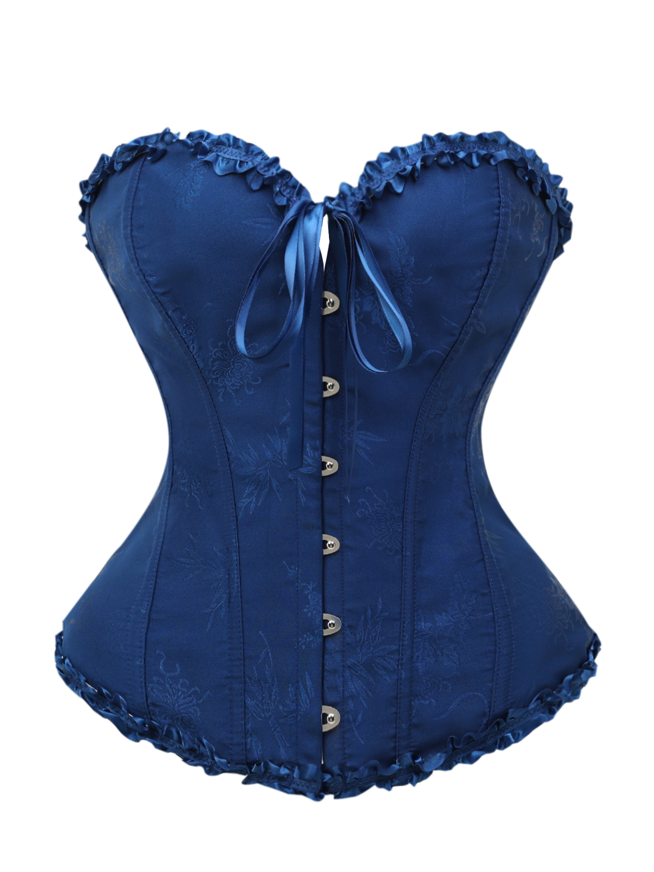 Dark blue jacquard lace edged  - Corset Waist Cinch 评论和价格